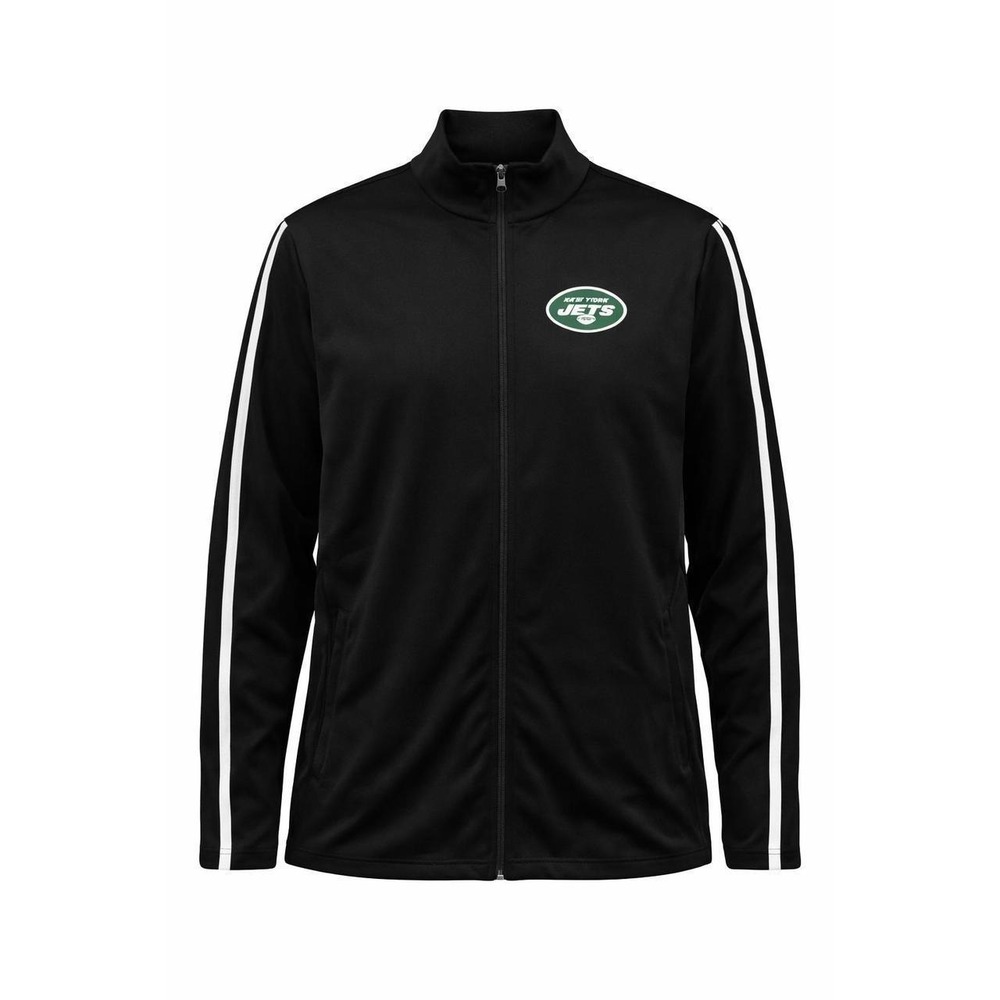 NWOT NY Jets NFL Team Apparel Track Jacket Full Zip Black White Stripe Mens 2XL